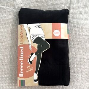 Black Fleece Lined Leggings, Size S/M